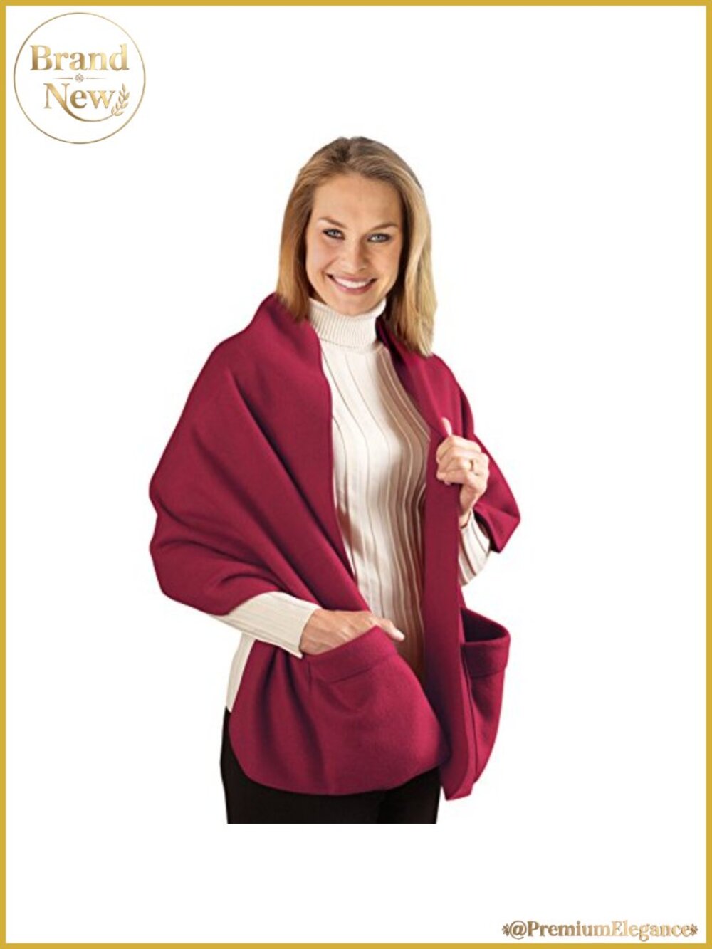 Cozy Fleece Wrap Shawl with Large Front Pockets Winter Warm